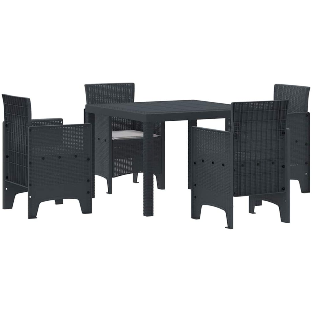 Trädgårdsmatsalsset 5 pcs Antracit Plast vidaXL 100 x 100 x 73 cm – bild 2