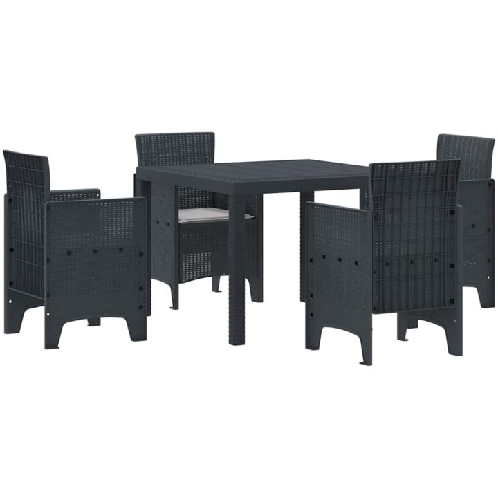 Trädgårdsmatsalsset 5 pcs Antracit Plast vidaXL 100 x 100 x 73 cm – bild 2