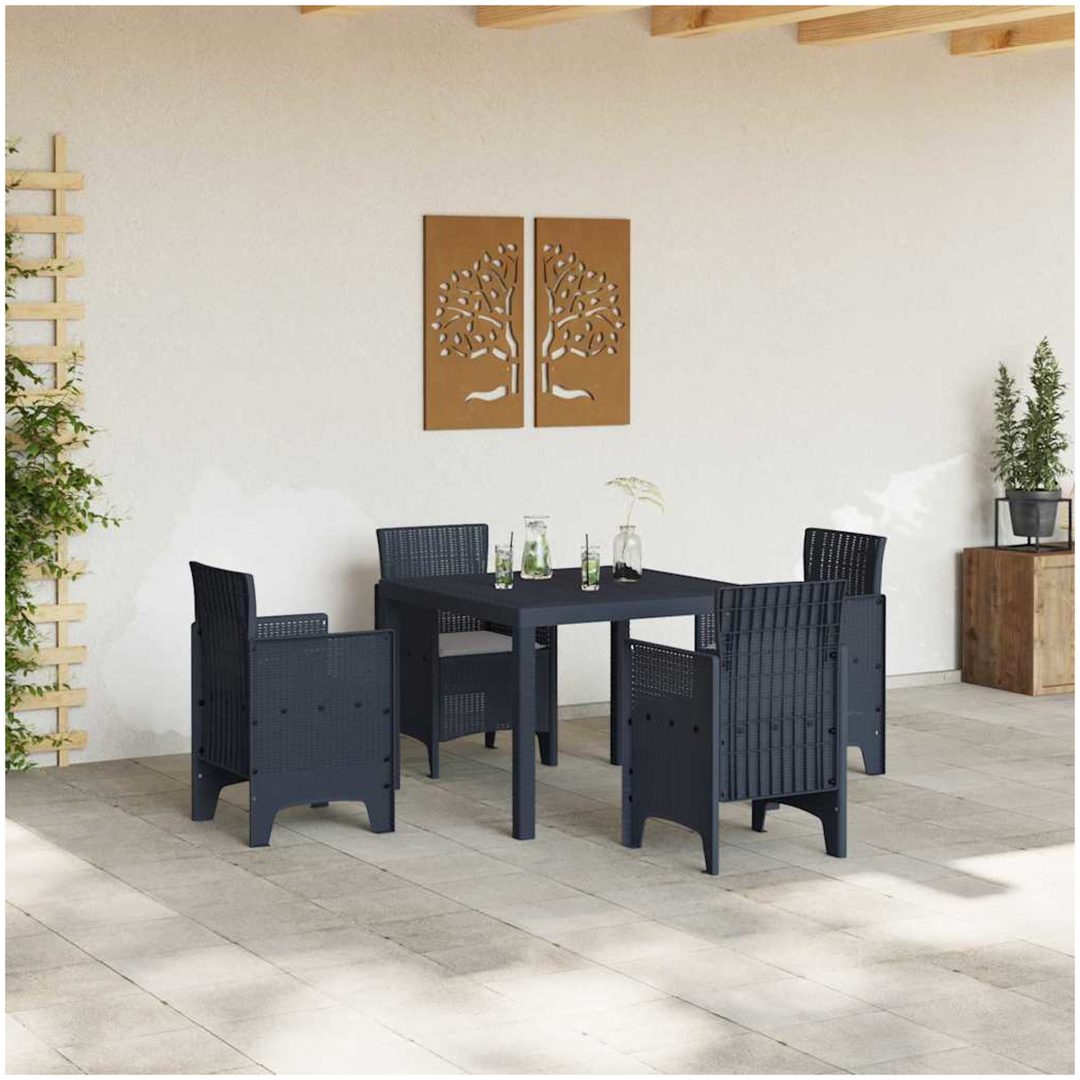 Trädgårdsmatsalsset 5 pcs Antracit Plast vidaXL 100 x 100 x 73 cm – bild 3