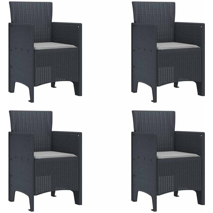 Trädgårdsmatsalsset 5 pcs Antracit Plast vidaXL 100 x 100 x 73 cm – bild 5