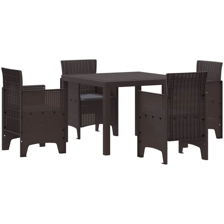 Trädgårdsmatsalsset 5 pcs Brun Polypropylen vidaXL 100 x 100 x 73 cm – bild 2