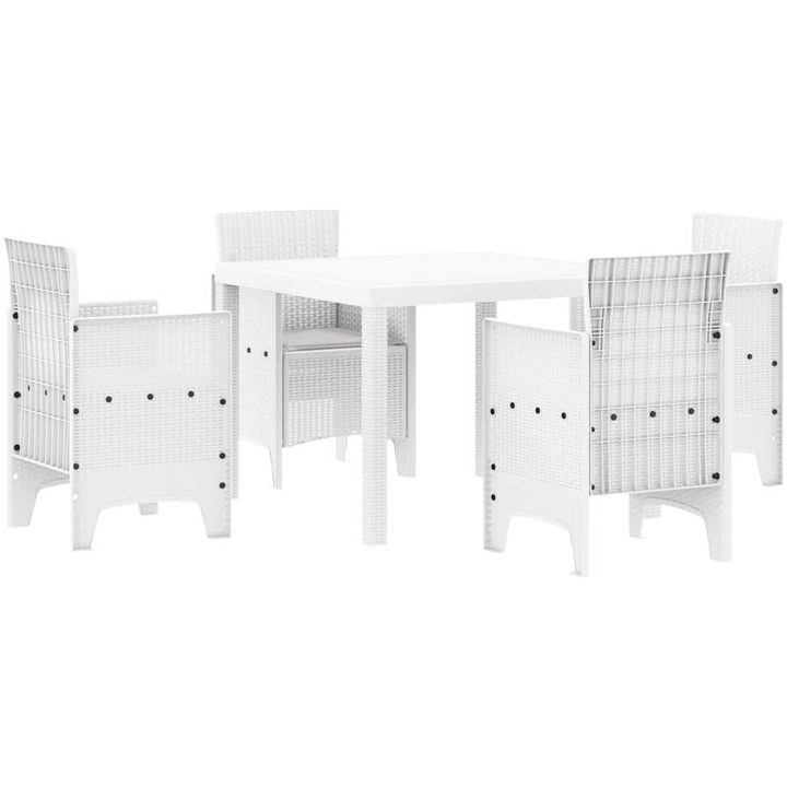 Trädgårdsmatsalsset 5 pcs Vit Rotting vidaXL 100 x 100 x 73 cm – bild 2