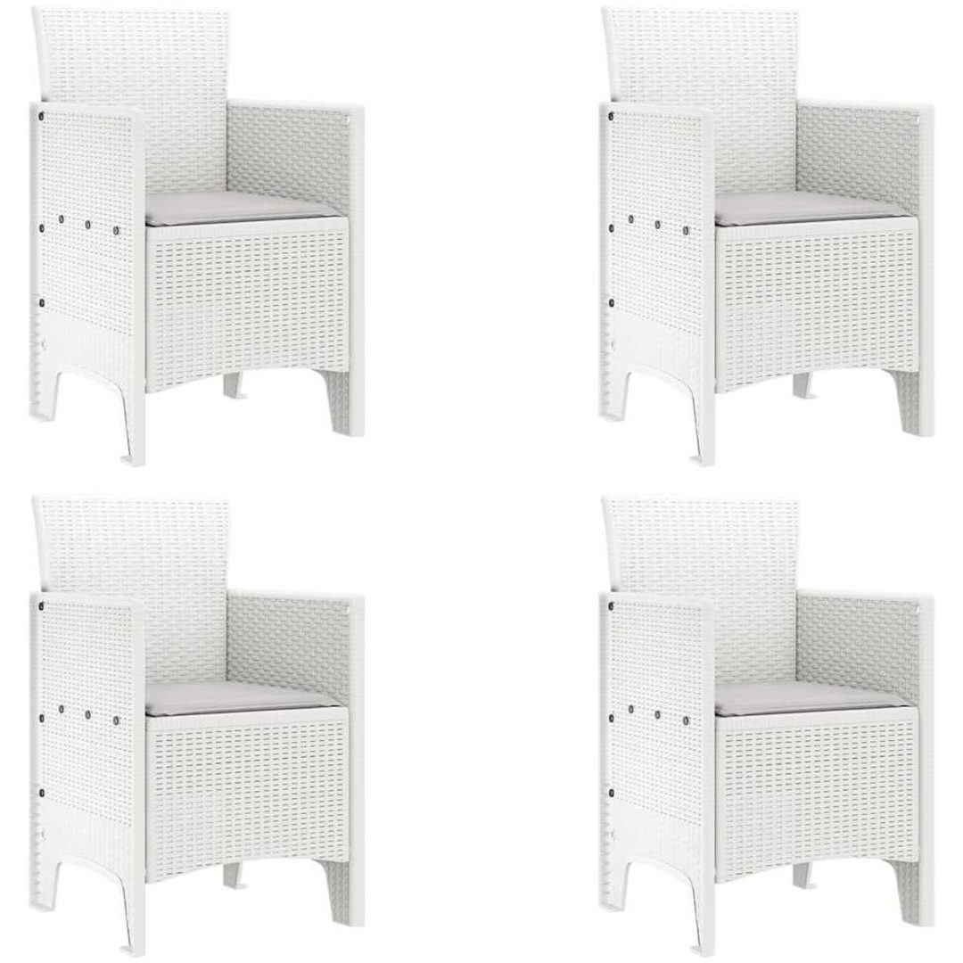 Trädgårdsmatsalsset 5 pcs Vit Rotting vidaXL 100 x 100 x 73 cm – bild 5