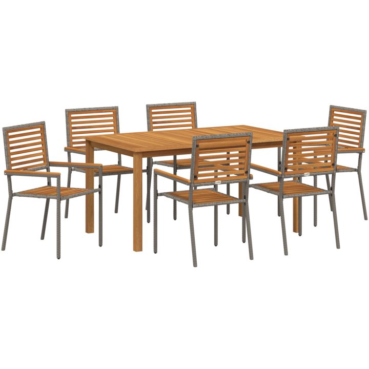 Trädgårdsmatsalsset 7 pcs Grå vidaXL 150 x 90 x 74 cm – bild 2