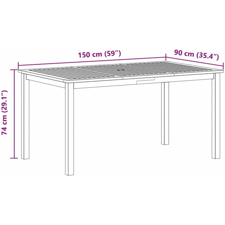Trädgårdsmatsalsset 7 pcs Grå vidaXL 150 x 90 x 74 cm – bild 11