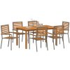 Trädgårdsmatsalsset 7 pcs Grå vidaXL 150 x 90 x 74 cm – miniatyr 3