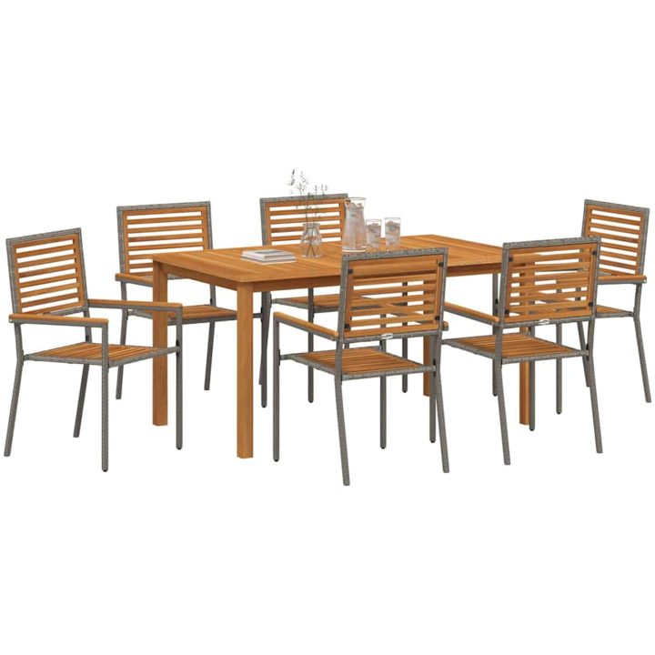 Trädgårdsmatsalsset 7 pcs Grå vidaXL 150 x 90 x 74 cm – bild 3