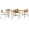 Trädgårdsmatsalsset 7 pcs Massivt akaciaträ & rostfritt stål vidaXL 150 x 90 x 75 cm – miniatyr 3
