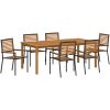 Trädgårdsmatsalsset 7 pcs Svart Metall & Trä vidaXL 200 x 100 x 74 cm – miniatyr 2