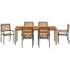 Trädgårdsmatsalsset 7 pcs Svart Metall & Trä vidaXL 200 x 100 x 74 cm – miniatyr 7