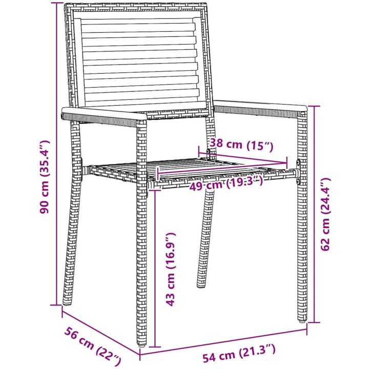 Trädgårdsmatsalsset 7 pcs Svart Metall & Trä vidaXL 200 x 100 x 74 cm – bild 10