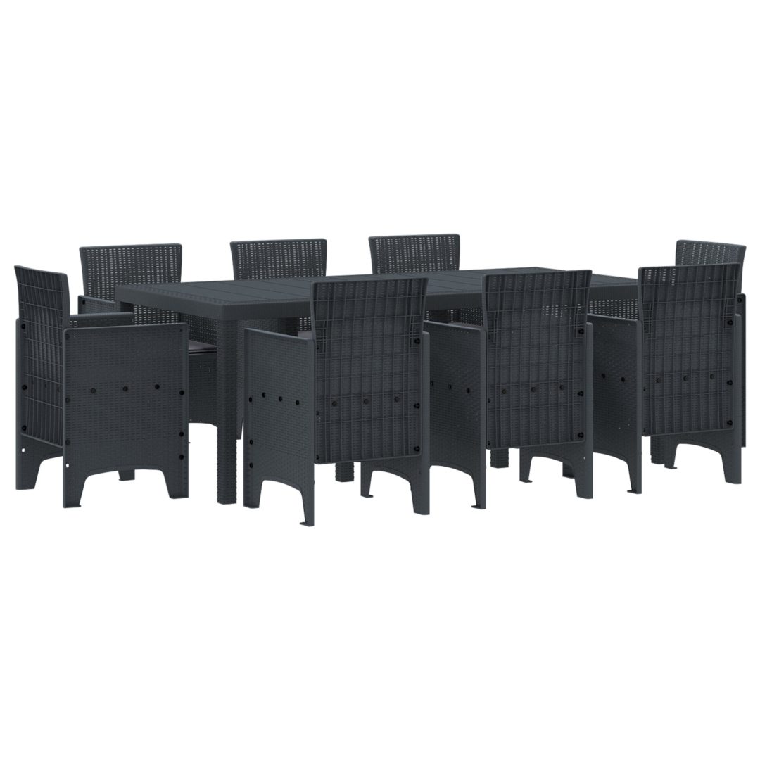 Trädgårdsmatsalsset 9 pcs Antracit Polypropylen vidaXL 200 x 100 x 73 cm – bild 2