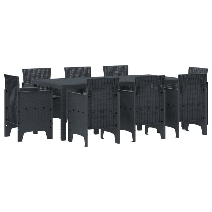 Trädgårdsmatsalsset 9 pcs Antracit Polypropylen vidaXL 200 x 100 x 73 cm – bild 2