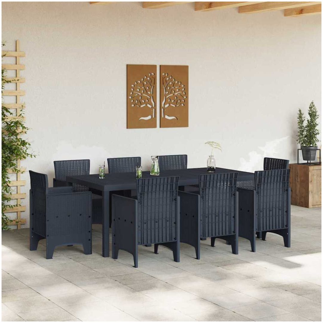 Trädgårdsmatsalsset 9 pcs Antracit Polypropylen vidaXL 200 x 100 x 73 cm – bild 3