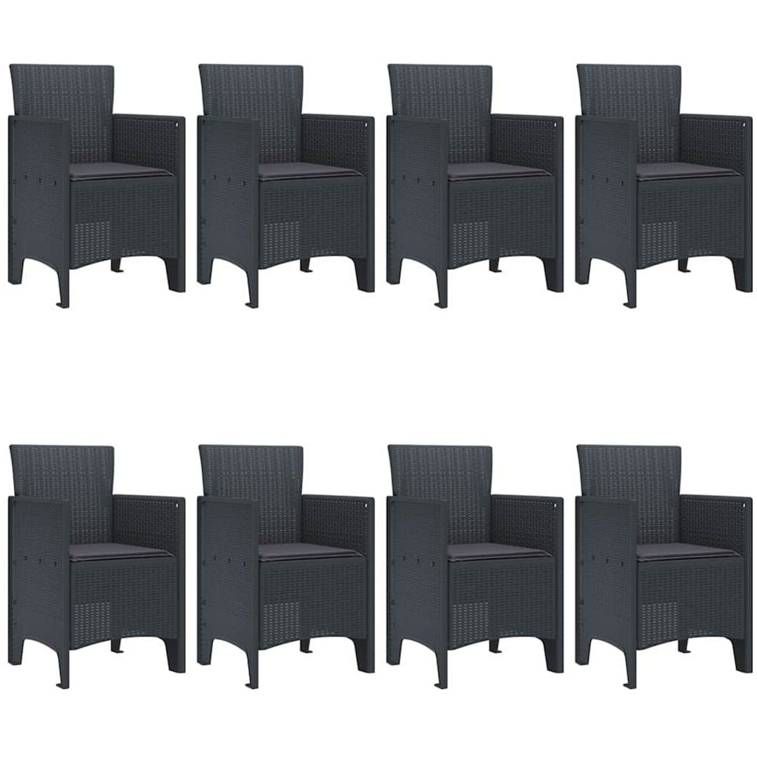 Trädgårdsmatsalsset 9 pcs Antracit Polypropylen vidaXL 200 x 100 x 73 cm – bild 4