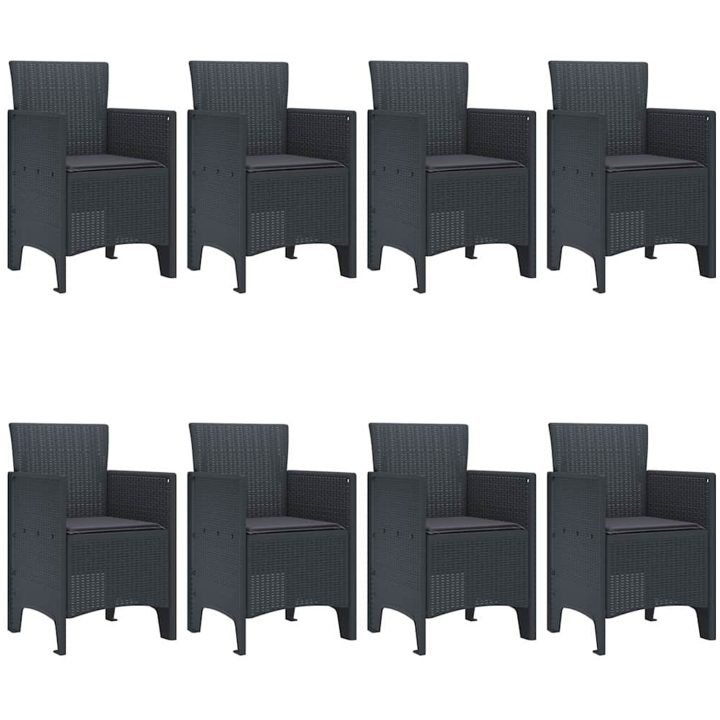 Trädgårdsmatsalsset 9 pcs Antracit Polypropylen vidaXL 200 x 100 x 73 cm – bild 4