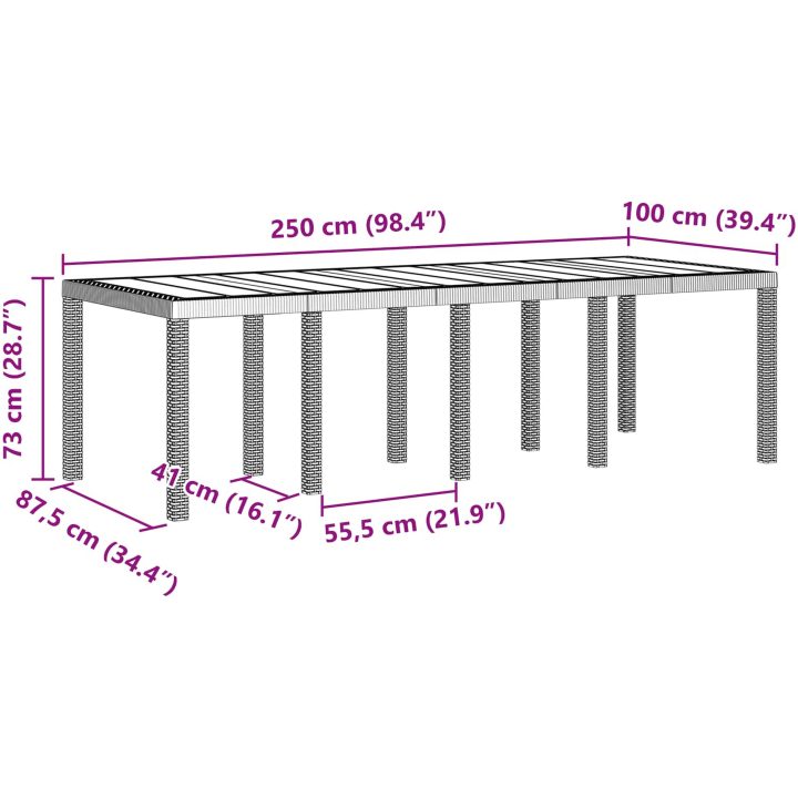 Trädgårdsmatsalsset 9 pcs Antracit vidaXL 250 x 100 x 73 cm – bild 11