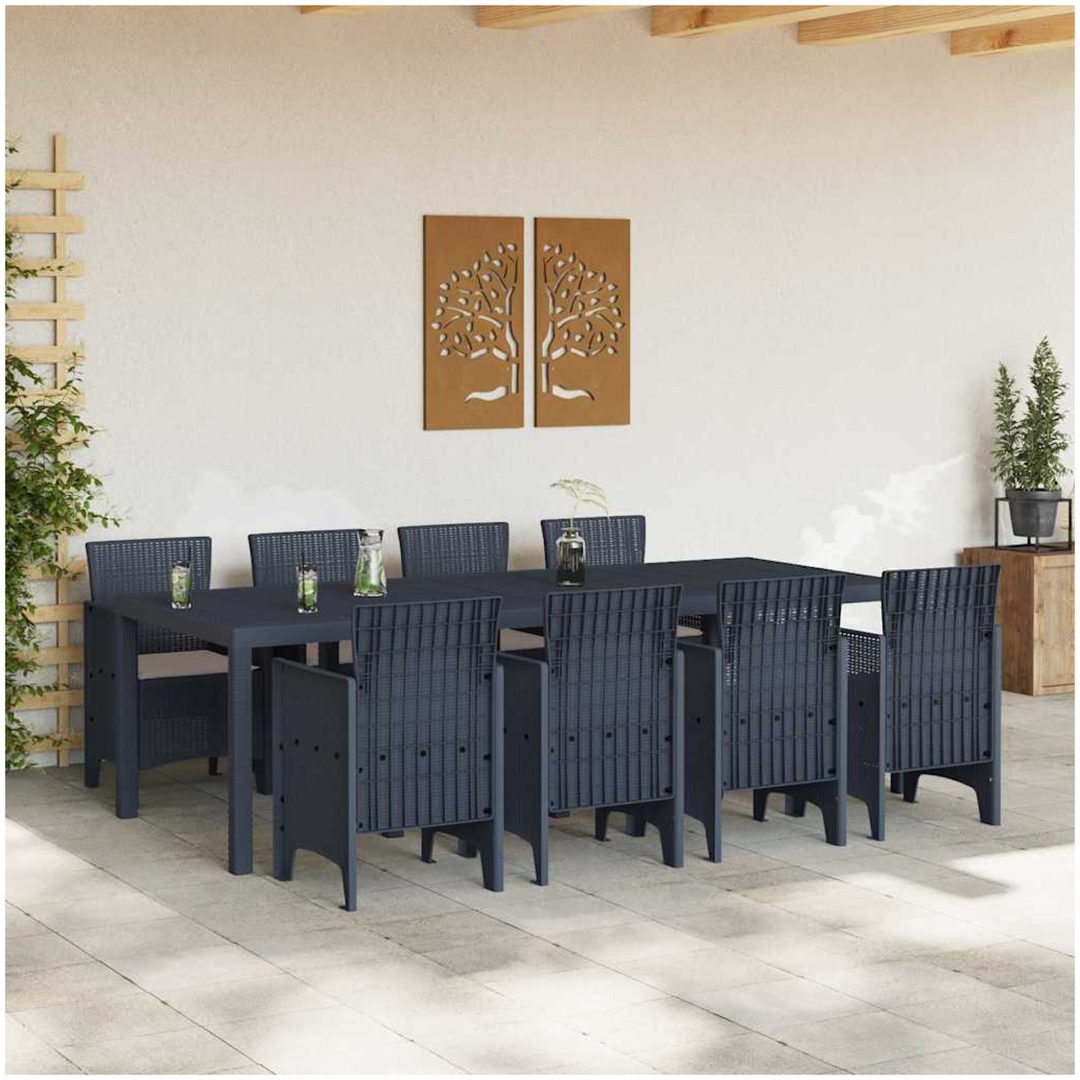 Trädgårdsmatsalsset 9 pcs Antracit vidaXL 250 x 100 x 73 cm – bild 3