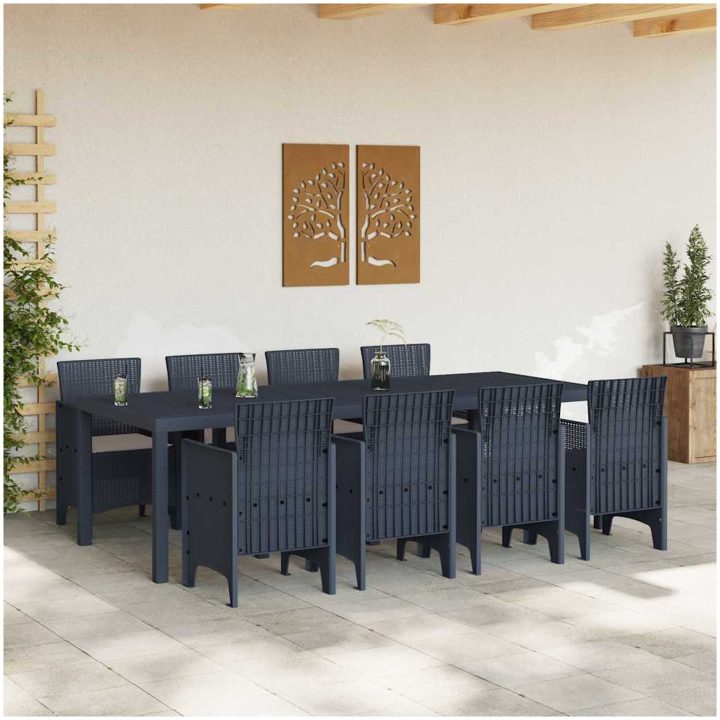 Trädgårdsmatsalsset 9 pcs Antracit vidaXL 250 x 100 x 73 cm – bild 3