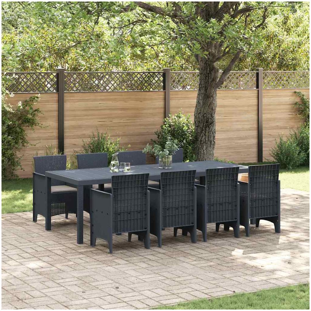 Trädgårdsmatsalsset 9 pcs Antracit vidaXL 250 x 100 x 73 cm