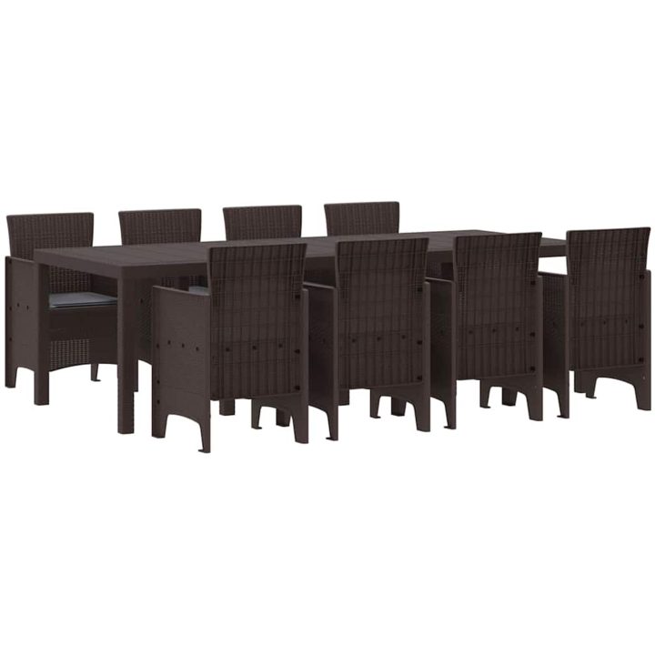 Trädgårdsmatsalsset 9 pcs Brun Konstrotting vidaXL 250 x 100 x 73 cm – bild 2