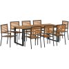 Trädgårdsmatsalsset 9 pcs Svart Metall och trä vidaXL 200 x 90 x 75 cm – miniatyr 2