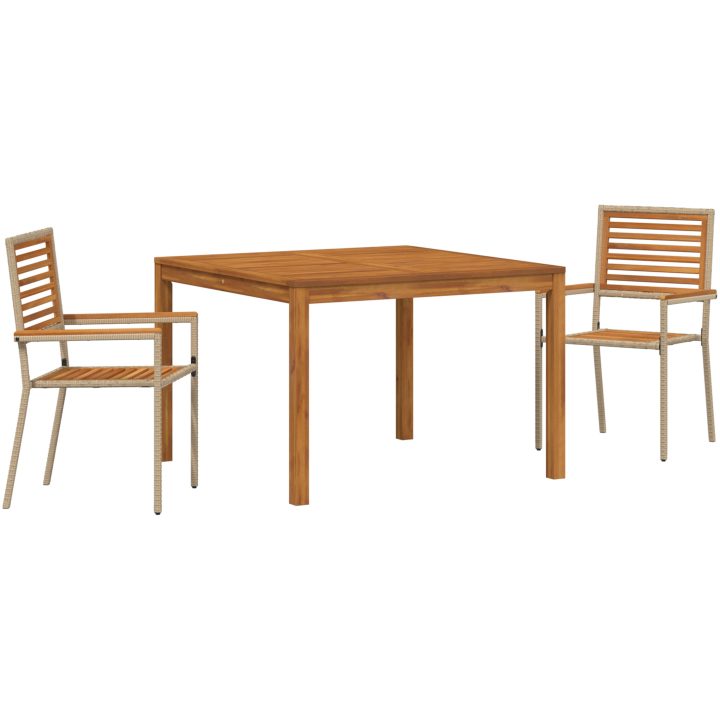 Trädgårdsmatsalsset Beige 3 pcs Beige vidaXL 110 x 110 x 75 cm – bild 2