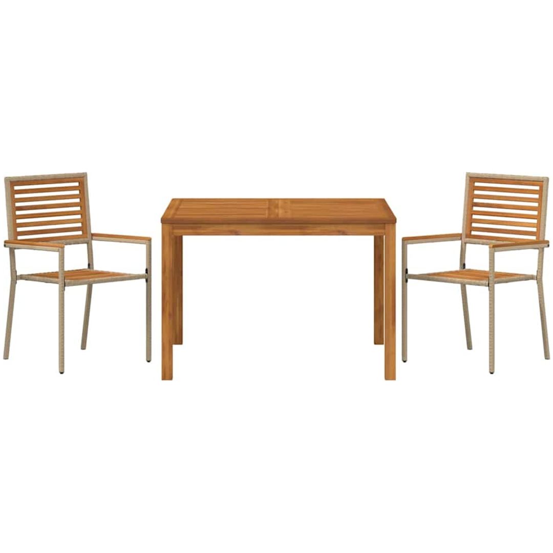 Trädgårdsmatsalsset Beige 3 pcs Beige vidaXL 110 x 110 x 75 cm – bild 7