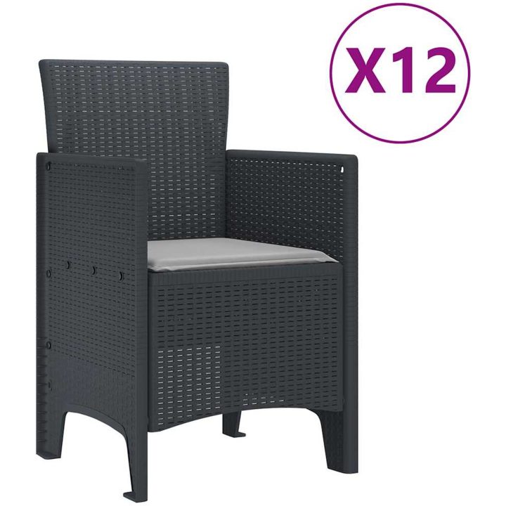 Trädgårdsmatsalsset med kuddar 13 pcs Antracit vidaXL 500 cm lång, 120 cm bred – bild 5