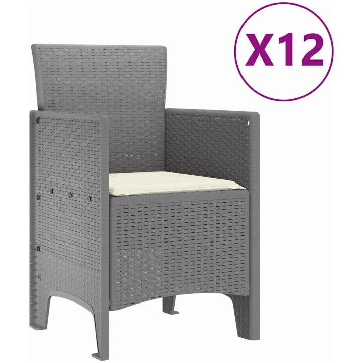 Trädgårdsmatsalsset med kudde Ljusgrå Konstrotting vidaXL 12 - Sits – bild 5