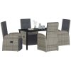 Trädgårdsmatsalsset med kudde Reclining 5 pcs Grå vidaXL 140 x 70 x 73 cm – miniatyr 3