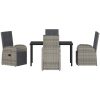 Trädgårdsmatsalsset med kudde Reclining 5 pcs Grå vidaXL 140 x 70 x 73 cm – miniatyr 7