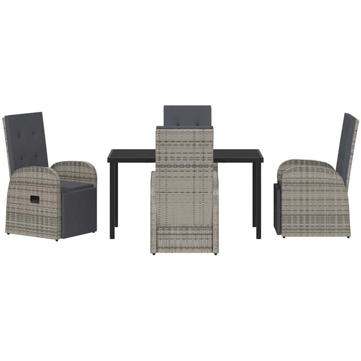 Trädgårdsmatsalsset med kudde Reclining 5 pcs Grå vidaXL 140 x 70 x 73 cm – bild 7