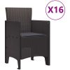 Trädgårdsmatsalsuppsättning med dynor 17 pcs Brun vidaXL 16 - Sits – miniatyr 5