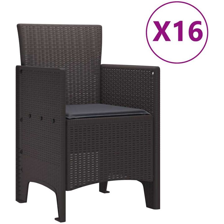 Trädgårdsmatsalsuppsättning med dynor 17 pcs Brun vidaXL 16 - Sits – bild 5