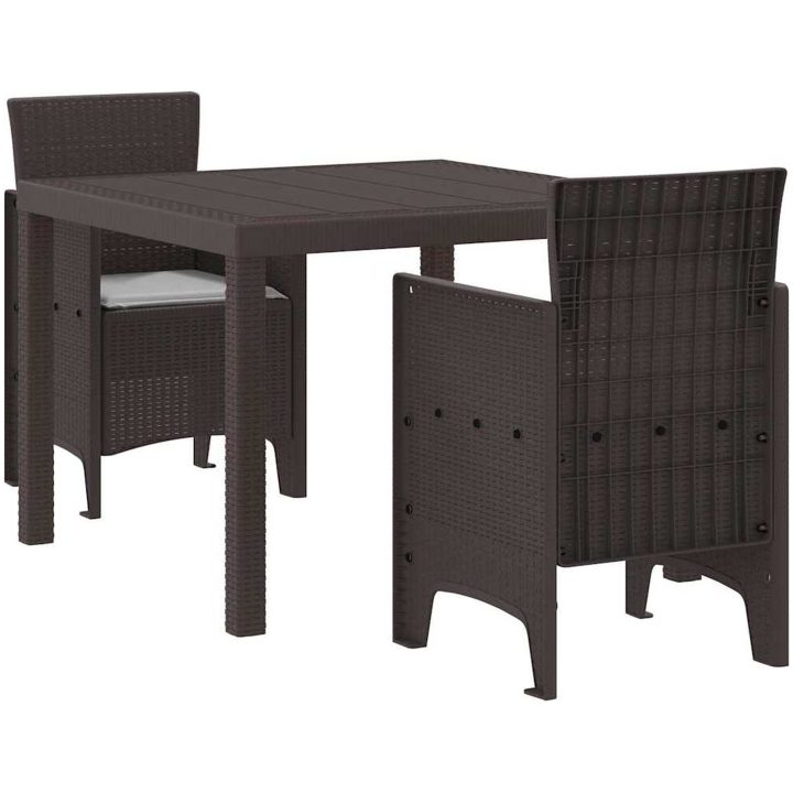 Trädgårdsmatsats 3 pcs Brun Polypropenhartser vidaXL 100 x 100 x 73 cm – bild 2