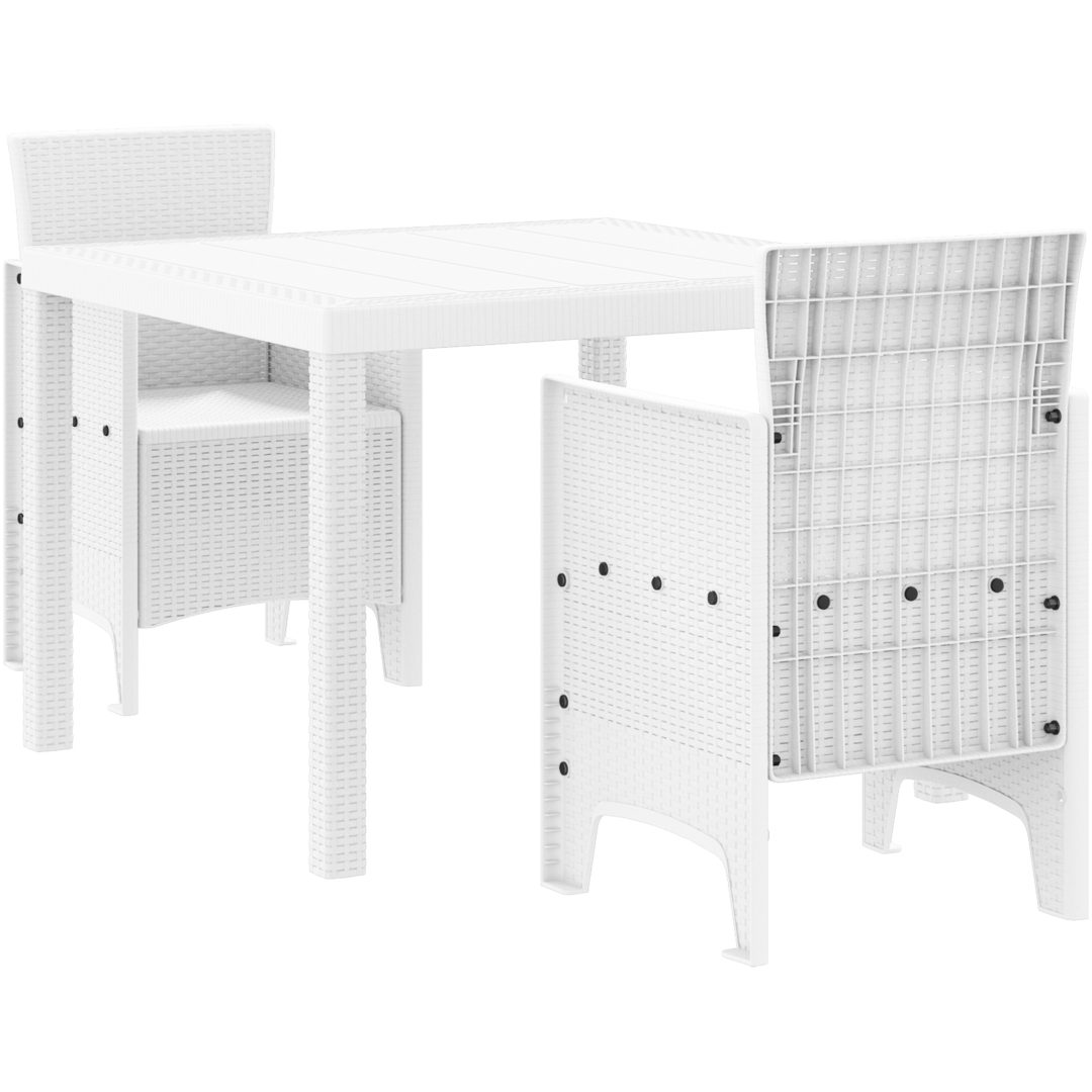 Trädgårdsmatsats 3 pcs Vit Syntetisk Rattan vidaXL 100 x 100 x 73 cm – bild 2