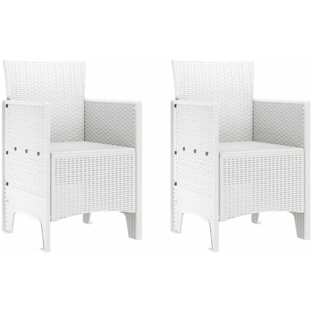 Trädgårdsmatsats 3 pcs Vit Syntetisk Rattan vidaXL 100 x 100 x 73 cm – bild 5
