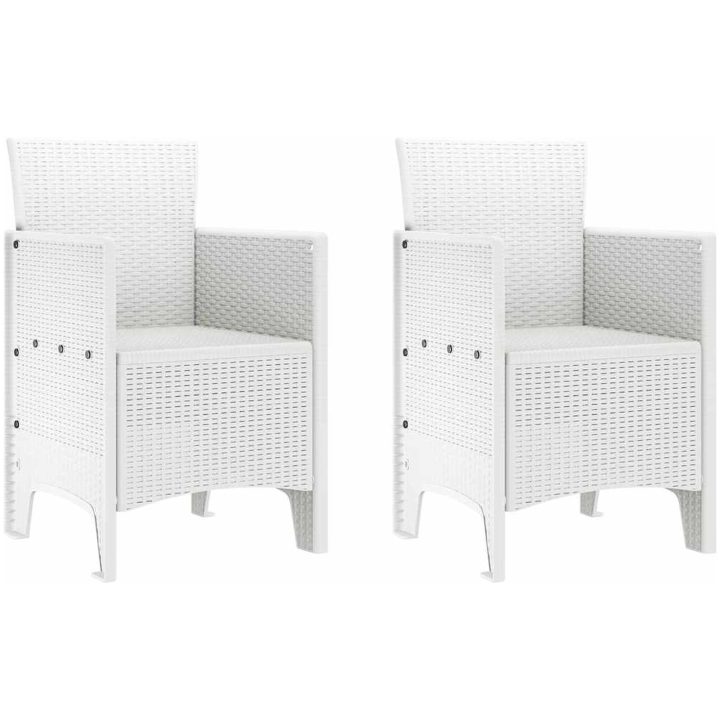 Trädgårdsmatsats 3 pcs Vit Syntetisk Rattan vidaXL 100 x 100 x 73 cm – bild 5