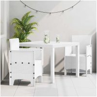 Trädgårdsmatsats 3 pcs Vit Syntetisk Rattan vidaXL