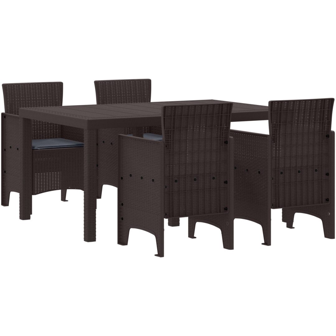 Trädgårdsmatsats 5 pcs Brun Resinfiber vidaXL 150 x 100 x 73 cm – bild 2