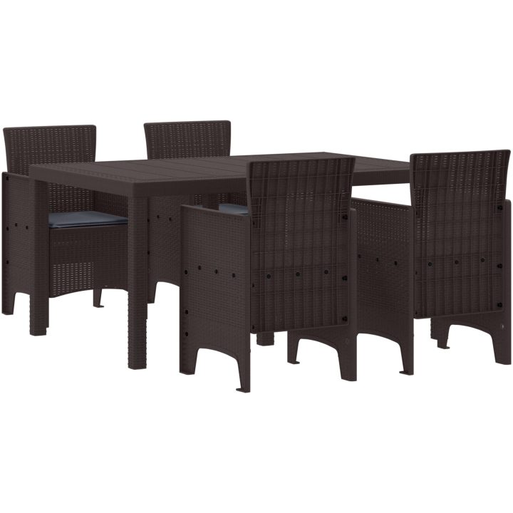 Trädgårdsmatsats 5 pcs Brun Resinfiber vidaXL 150 x 100 x 73 cm – bild 2