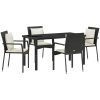 Trädgårdsmatsats 5 pcs Svart PE Rattan vidaXL 140 x 70 x 73 cm – miniatyr 2