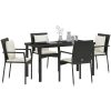 Trädgårdsmatsats 5 pcs Svart PE Rattan vidaXL 140 x 70 x 73 cm – miniatyr 3