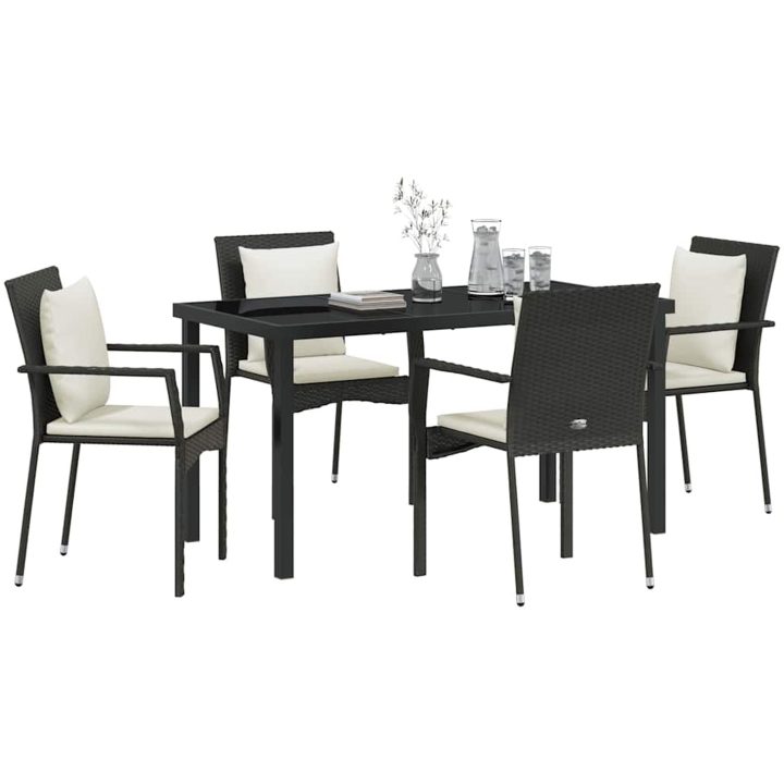 Trädgårdsmatsats 5 pcs Svart PE Rattan vidaXL 140 x 70 x 73 cm – bild 3