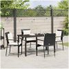 Trädgårdsmatsats 5 pcs Svart PE Rattan vidaXL 140 x 70 x 73 cm – miniatyr 4