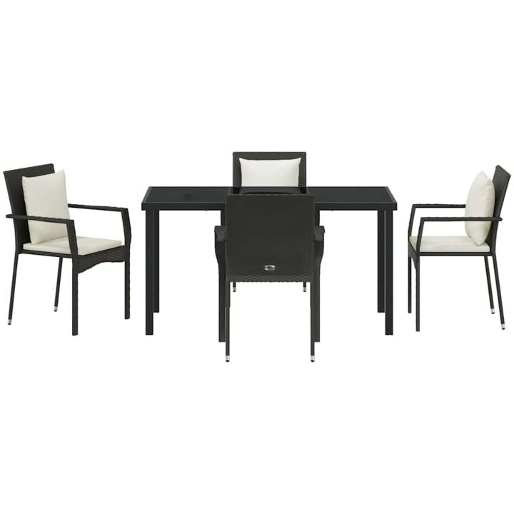 Trädgårdsmatsats 5 pcs Svart PE Rattan vidaXL 140 x 70 x 73 cm – bild 7