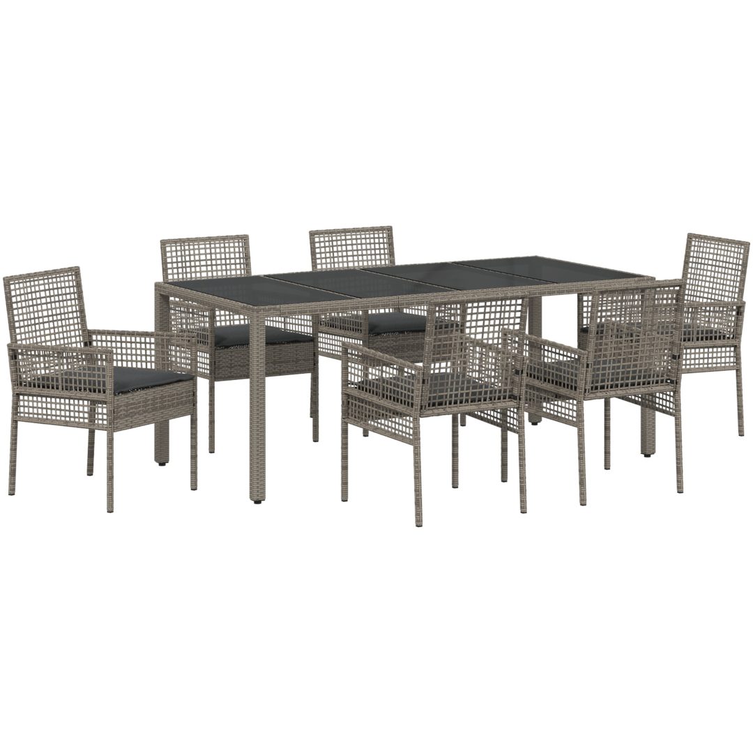 Trädgårdsmatsats 7 pcs Grå Konstrotting vidaXL 190 x 90 x 75 cm – bild 2