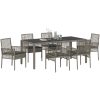 Trädgårdsmatsats 7 pcs Grå Konstrotting vidaXL 190 x 90 x 75 cm – miniatyr 3