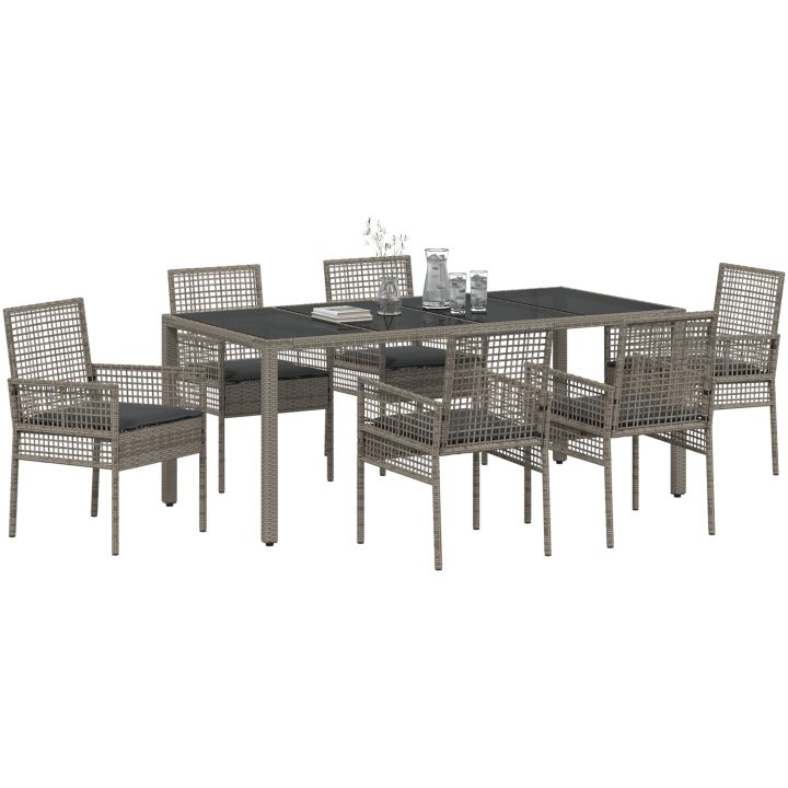 Trädgårdsmatsats 7 pcs Grå Konstrotting vidaXL 190 x 90 x 75 cm – bild 3
